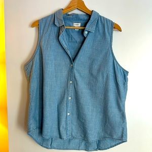 JCrew Factory chambray sleeveless blouse